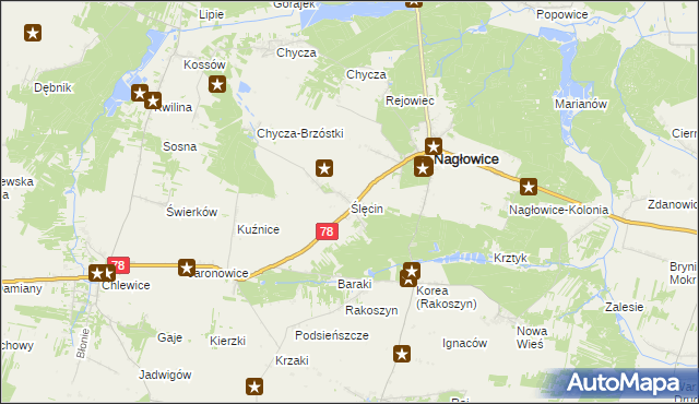 mapa Ślęcin, Ślęcin na mapie Targeo