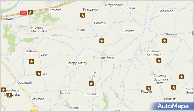 mapa Śledziówka gmina Stary Targ, Śledziówka gmina Stary Targ na mapie Targeo