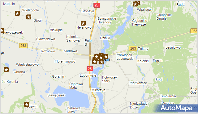 mapa Ślesin powiat koniński, Ślesin powiat koniński na mapie Targeo