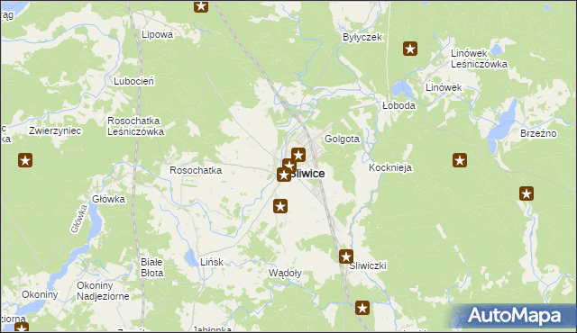mapa Śliwice powiat tucholski, Śliwice powiat tucholski na mapie Targeo