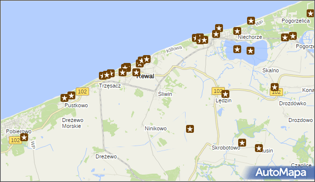 mapa Śliwin, Śliwin na mapie Targeo