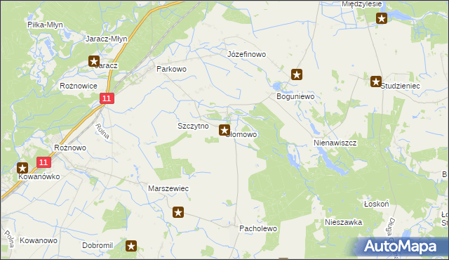 mapa Słomowo gmina Rogoźno, Słomowo gmina Rogoźno na mapie Targeo