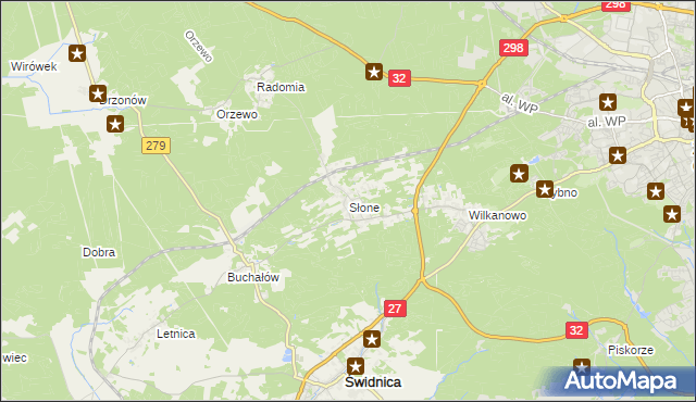 mapa Słone gmina Świdnica, Słone gmina Świdnica na mapie Targeo