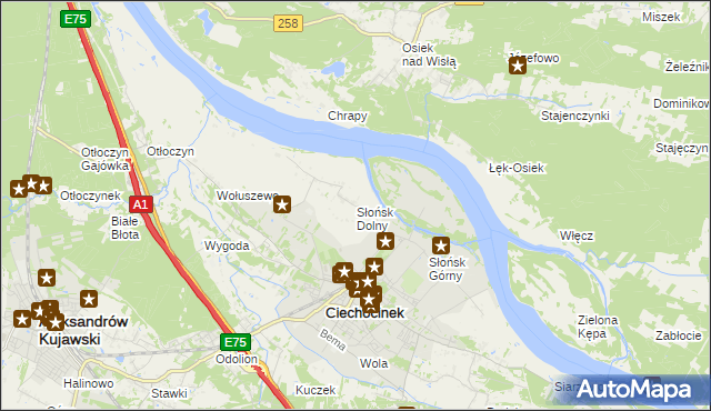 mapa Słońsk Dolny, Słońsk Dolny na mapie Targeo