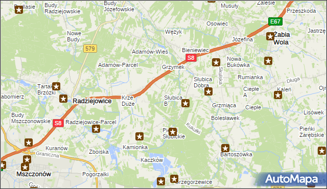 mapa Słubica B, Słubica B na mapie Targeo