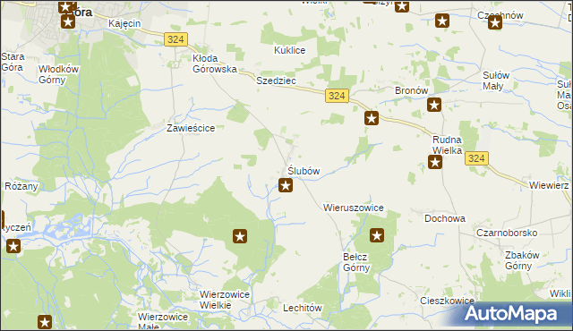 mapa Ślubów gmina Góra, Ślubów gmina Góra na mapie Targeo