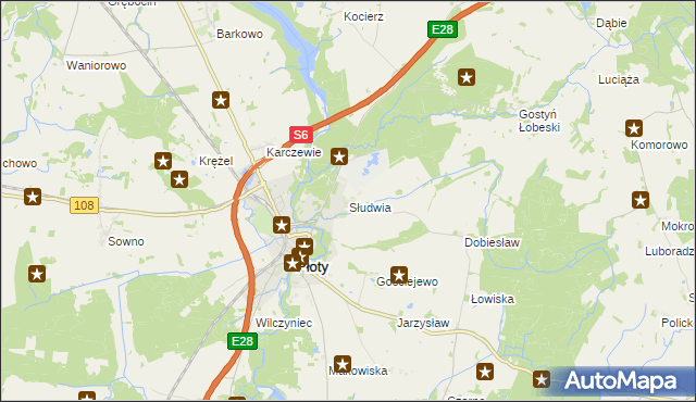mapa Słudwia, Słudwia na mapie Targeo