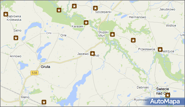 mapa Słup gmina Gruta, Słup gmina Gruta na mapie Targeo