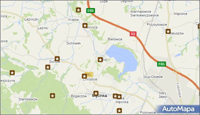 mapa Słup gmina Męcinka, Słup gmina Męcinka na mapie Targeo