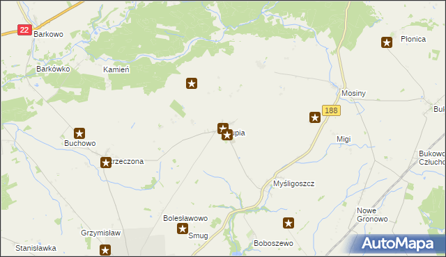 mapa Słupia gmina Debrzno, Słupia gmina Debrzno na mapie Targeo