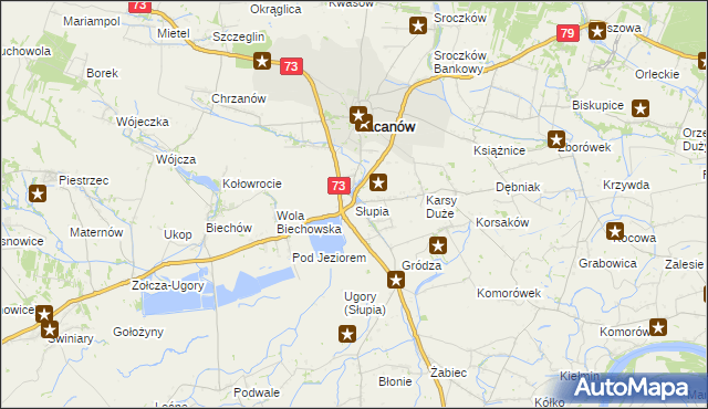 mapa Słupia gmina Pacanów, Słupia gmina Pacanów na mapie Targeo