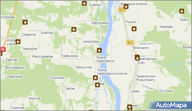 mapa Słupia Nadbrzeżna, Słupia Nadbrzeżna na mapie Targeo