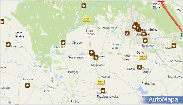 mapa Służewo gmina Aleksandrów Kujawski, Służewo gmina Aleksandrów Kujawski na mapie Targeo