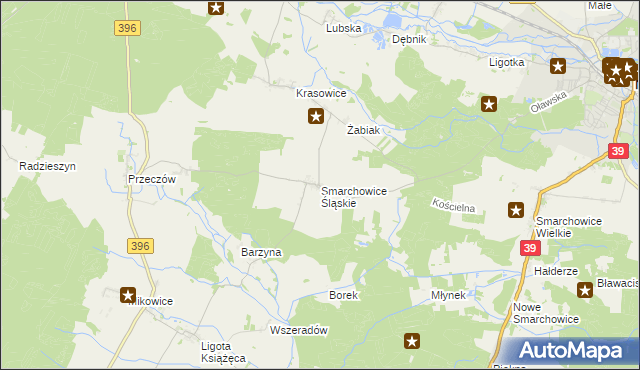 mapa Smarchowice Śląskie, Smarchowice Śląskie na mapie Targeo