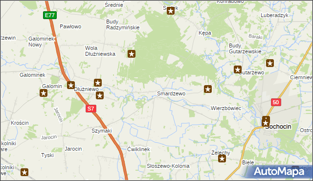 mapa Smardzewo gmina Sochocin, Smardzewo gmina Sochocin na mapie Targeo