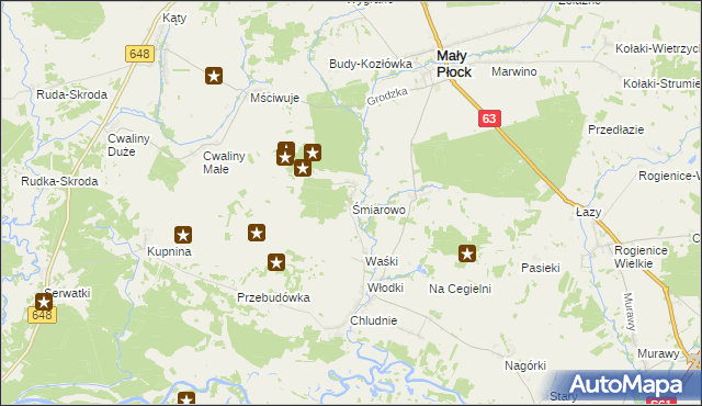 mapa Śmiarowo, Śmiarowo na mapie Targeo