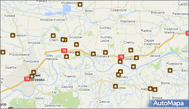 mapa Śmiłowice gmina Nowe Brzesko, Śmiłowice gmina Nowe Brzesko na mapie Targeo