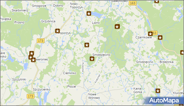 mapa Smołdzęcino, Smołdzęcino na mapie Targeo