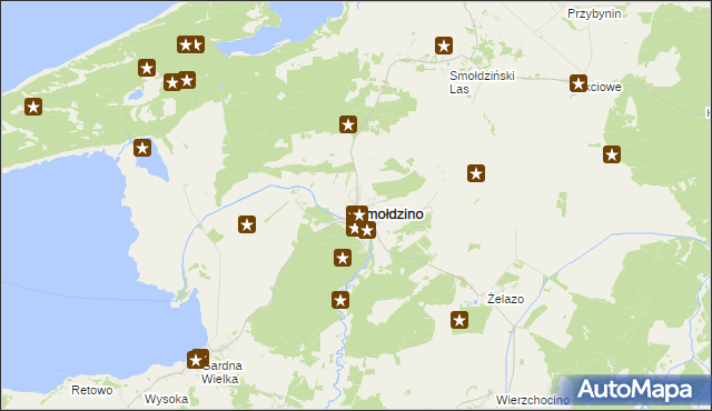 mapa Smołdzino powiat słupski, Smołdzino powiat słupski na mapie Targeo