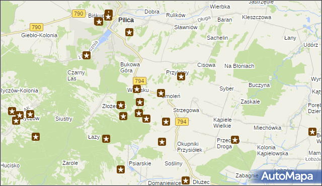 mapa Smoleń gmina Pilica, Smoleń gmina Pilica na mapie Targeo