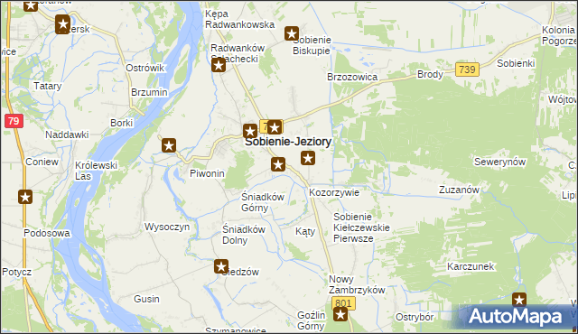 mapa Sobienie Kiełczewskie Drugie, Sobienie Kiełczewskie Drugie na mapie Targeo