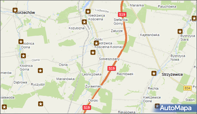 mapa Sobieszczany, Sobieszczany na mapie Targeo