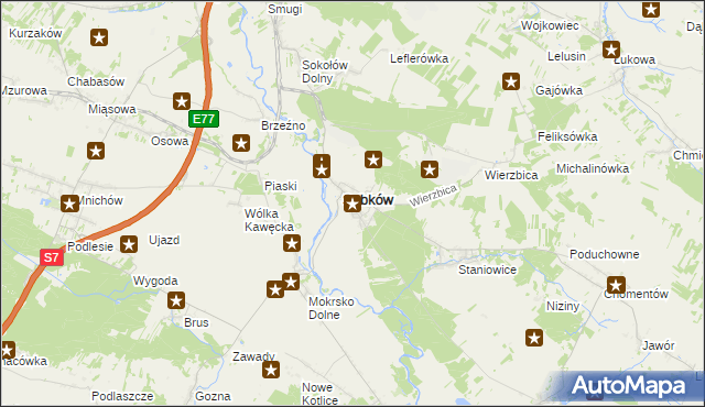 mapa Sobków powiat jędrzejowski, Sobków powiat jędrzejowski na mapie Targeo