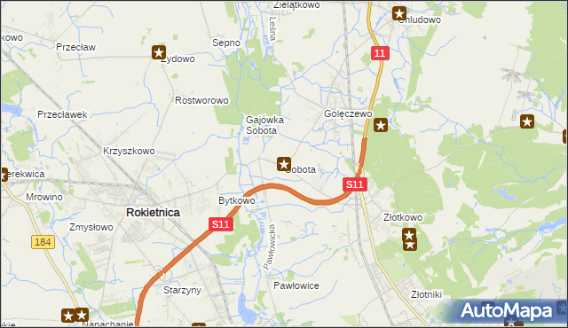 mapa Sobota gmina Rokietnica, Sobota gmina Rokietnica na mapie Targeo