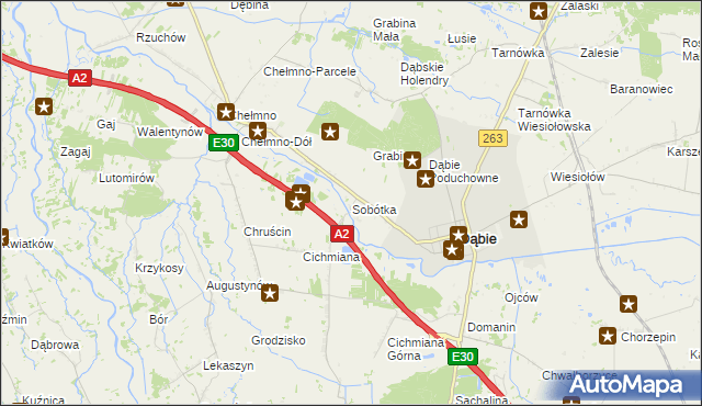 mapa Sobótka gmina Dąbie, Sobótka gmina Dąbie na mapie Targeo