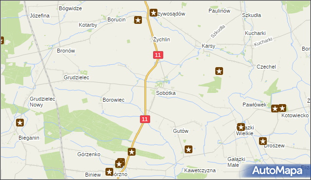 mapa Sobótka gmina Ostrów Wielkopolski, Sobótka gmina Ostrów Wielkopolski na mapie Targeo