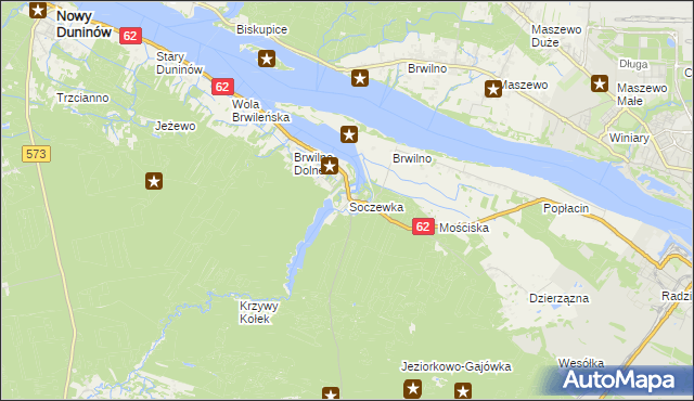 mapa Soczewka gmina Nowy Duninów, Soczewka gmina Nowy Duninów na mapie Targeo