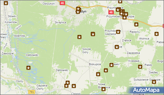 mapa Sokole Góry, Sokole Góry na mapie Targeo