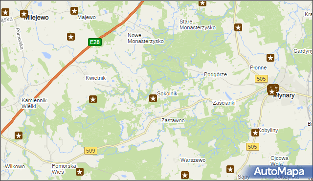 mapa Sokolnik gmina Młynary, Sokolnik gmina Młynary na mapie Targeo