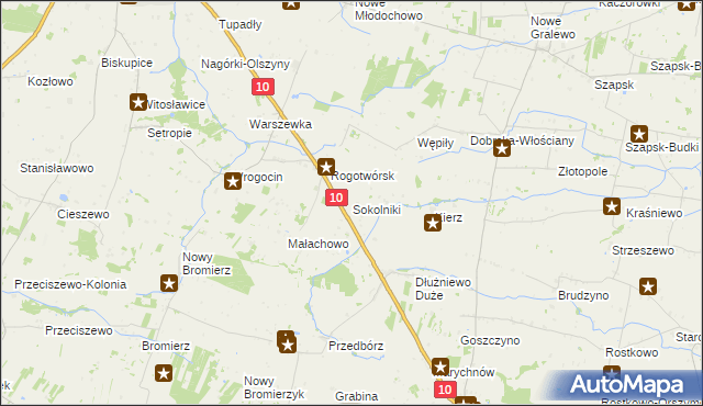 mapa Sokolniki gmina Drobin, Sokolniki gmina Drobin na mapie Targeo