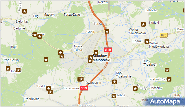 mapa Sokołów Małopolski, Sokołów Małopolski na mapie Targeo