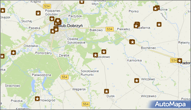 mapa Sokołowo gmina Golub-Dobrzyń, Sokołowo gmina Golub-Dobrzyń na mapie Targeo