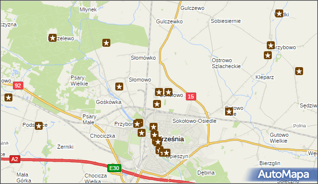 mapa Sokołowo gmina Września, Sokołowo gmina Września na mapie Targeo