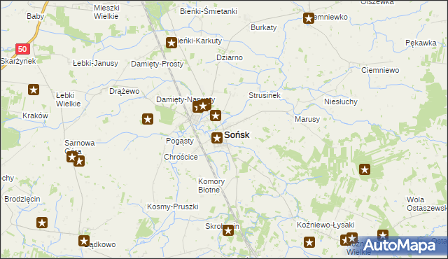 mapa Sońsk, Sońsk na mapie Targeo