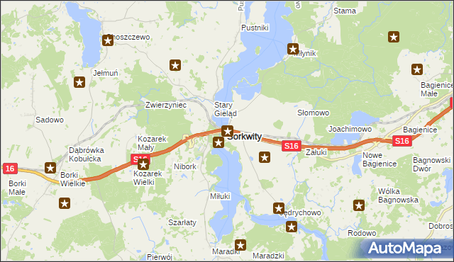 mapa Sorkwity, Sorkwity na mapie Targeo