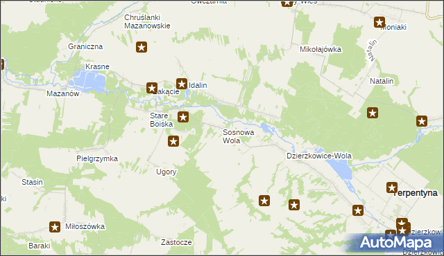 mapa Sosnowa Wola gmina Dzierzkowice, Sosnowa Wola gmina Dzierzkowice na mapie Targeo