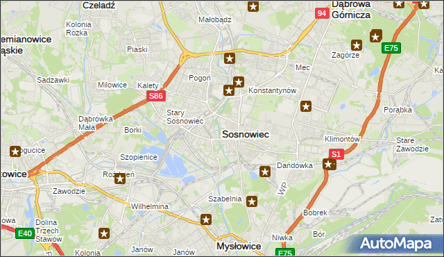 mapa Sosnowca, Sosnowiec na mapie Targeo