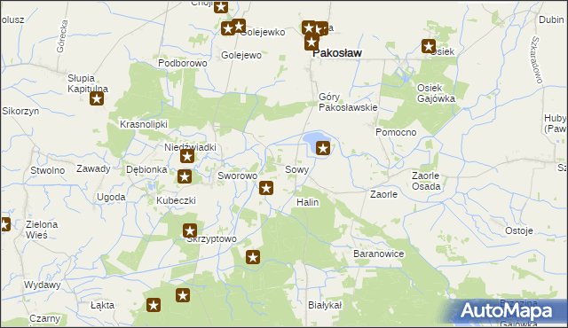 mapa Sowy gmina Pakosław, Sowy gmina Pakosław na mapie Targeo