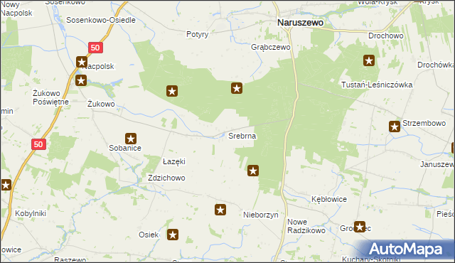 mapa Srebrna gmina Naruszewo, Srebrna gmina Naruszewo na mapie Targeo