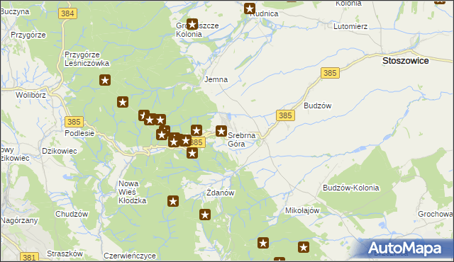 mapa Srebrna Góra gmina Stoszowice, Srebrna Góra gmina Stoszowice na mapie Targeo