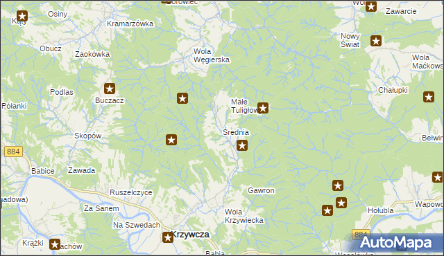 mapa Średnia, Średnia na mapie Targeo