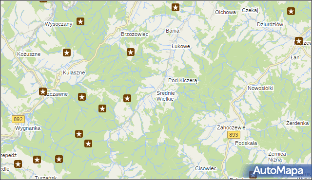 mapa Średnie Wielkie, Średnie Wielkie na mapie Targeo