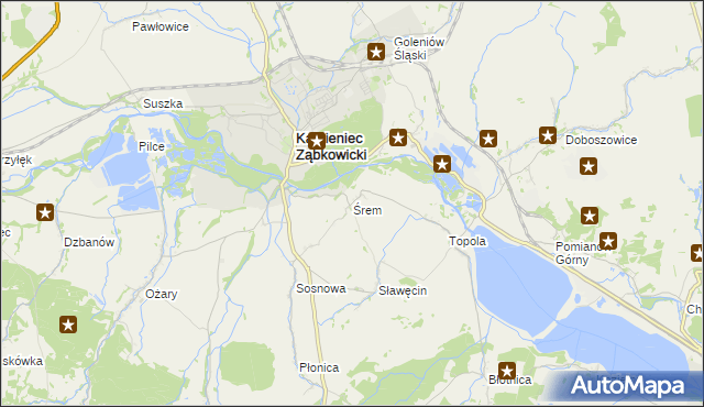 mapa Śrem gmina Kamieniec Ząbkowicki, Śrem gmina Kamieniec Ząbkowicki na mapie Targeo