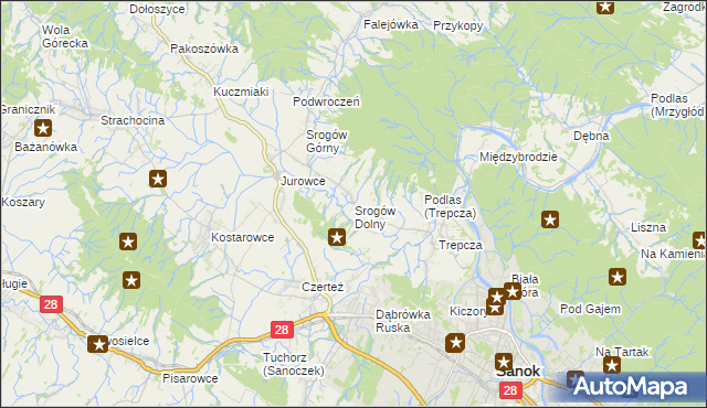 mapa Srogów Dolny, Srogów Dolny na mapie Targeo