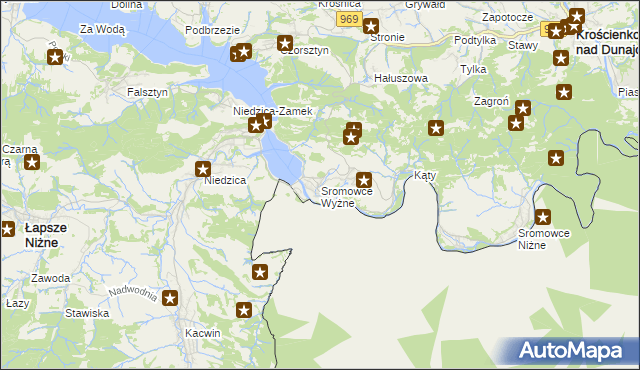 mapa Sromowce Wyżne, Sromowce Wyżne na mapie Targeo