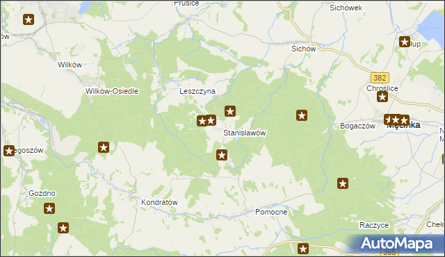 mapa Stanisławów gmina Męcinka, Stanisławów gmina Męcinka na mapie Targeo